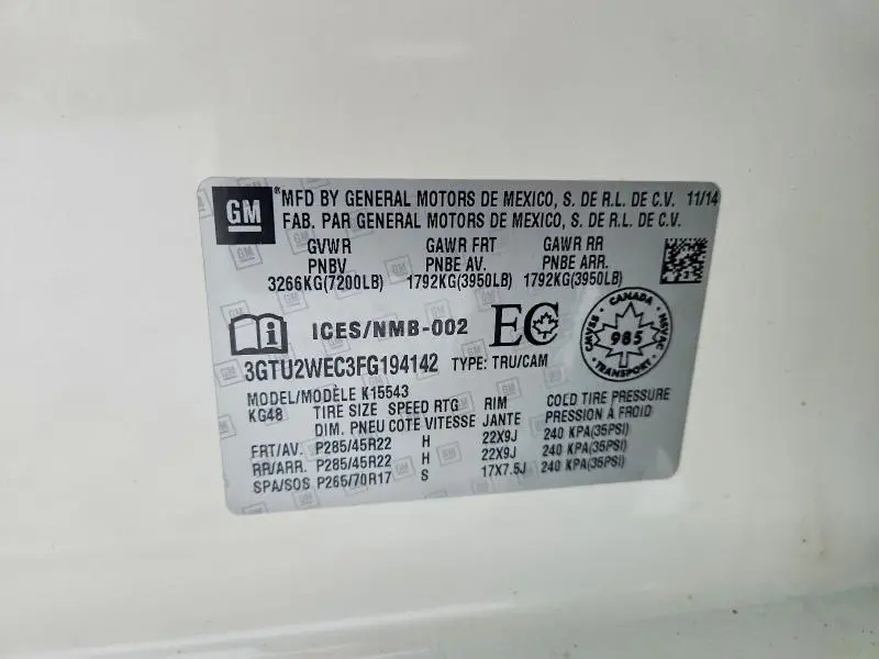 2015 GMC SIERRA K1500 DENALI  