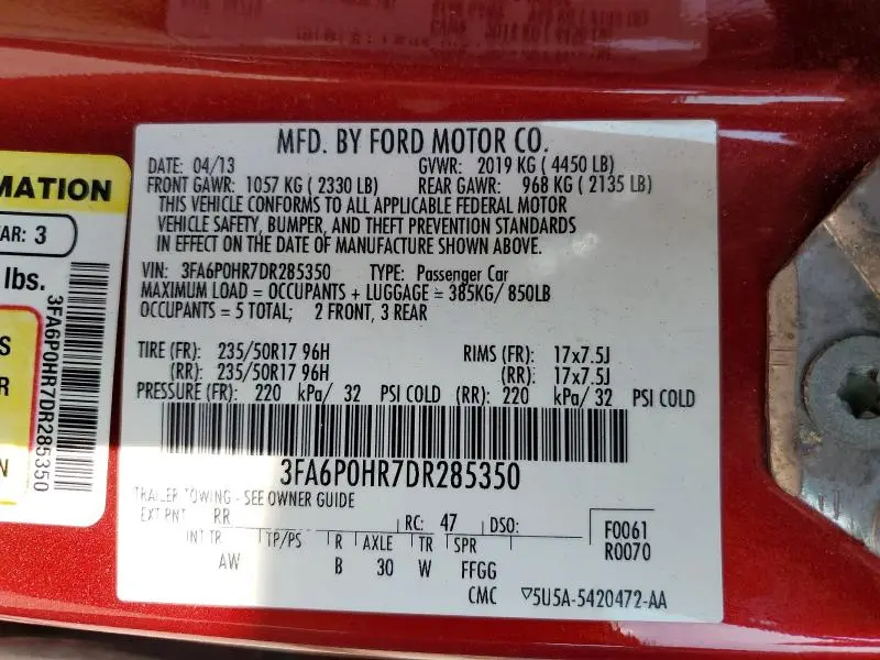 2013 FORD FUSION SE  