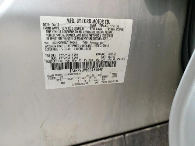 2011 FORD TAURUS SEL  