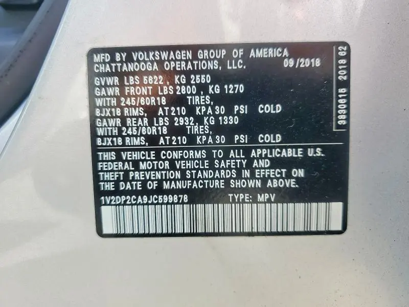2018 VOLKSWAGEN ATLAS SE  