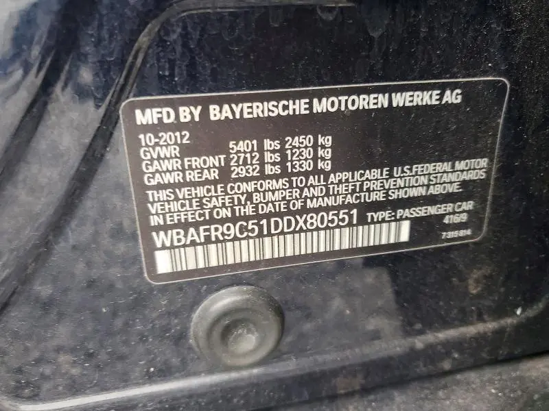 2013 BMW 550 I  