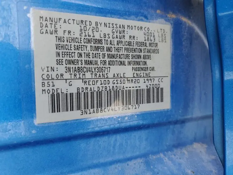 2020 NISSAN SENTRA SV  