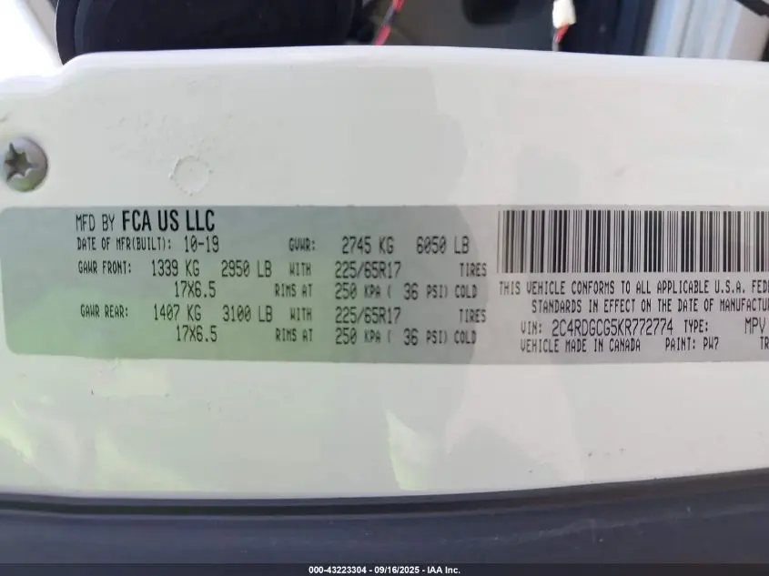 2019 DODGE GRAND CARAVAN SXT