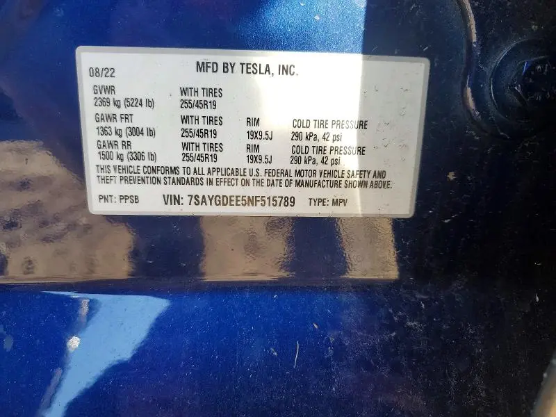 2022 TESLA MODEL Y   