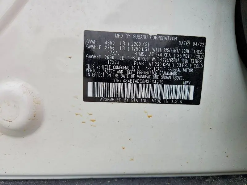 2022 SUBARU OUTBACK PREMIUM  