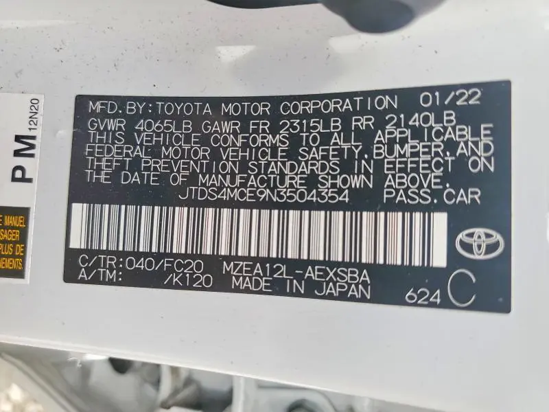 2022 TOYOTA COROLLA SE  