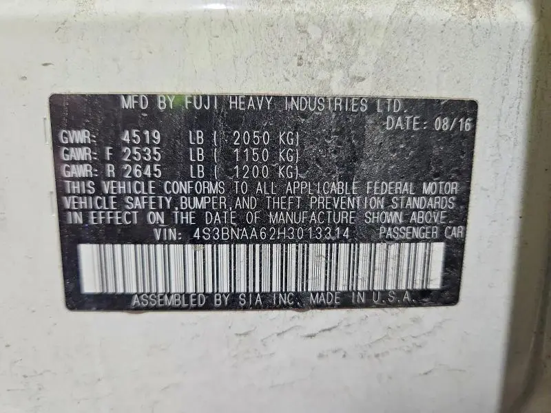 2017 SUBARU LEGACY 2.5I  
