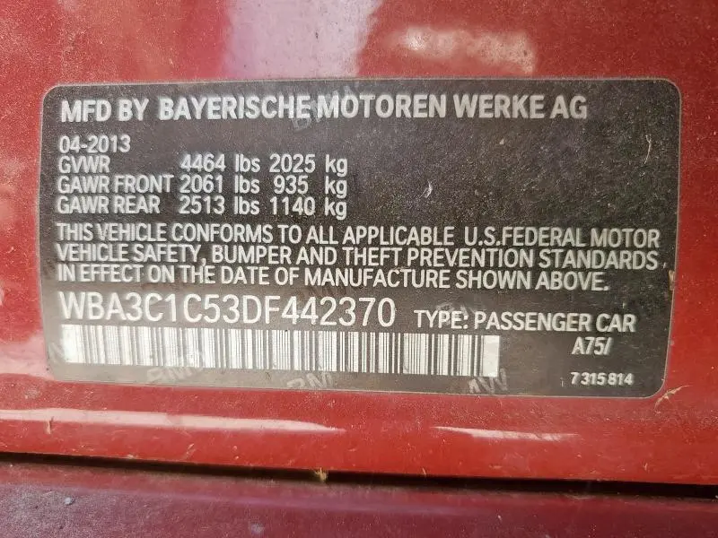 2013 BMW 328 I SULEV  