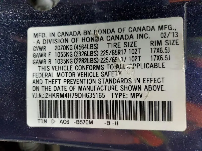 2013 HONDA CR-V EXL  
