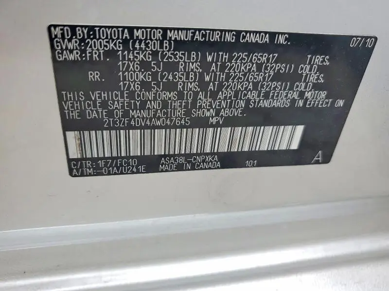2010 TOYOTA RAV4 BASE  