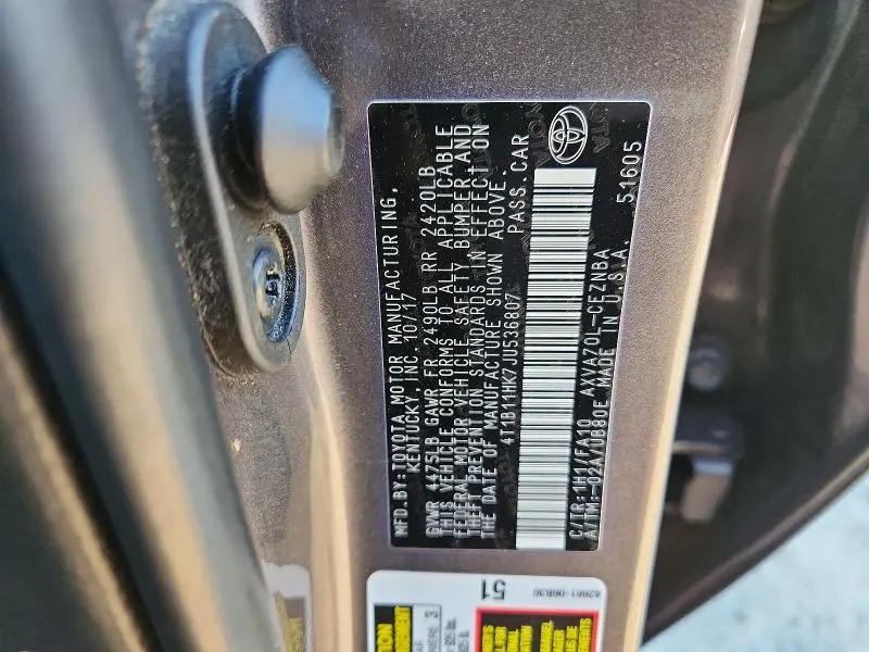 2018 TOYOTA CAMRY LE  