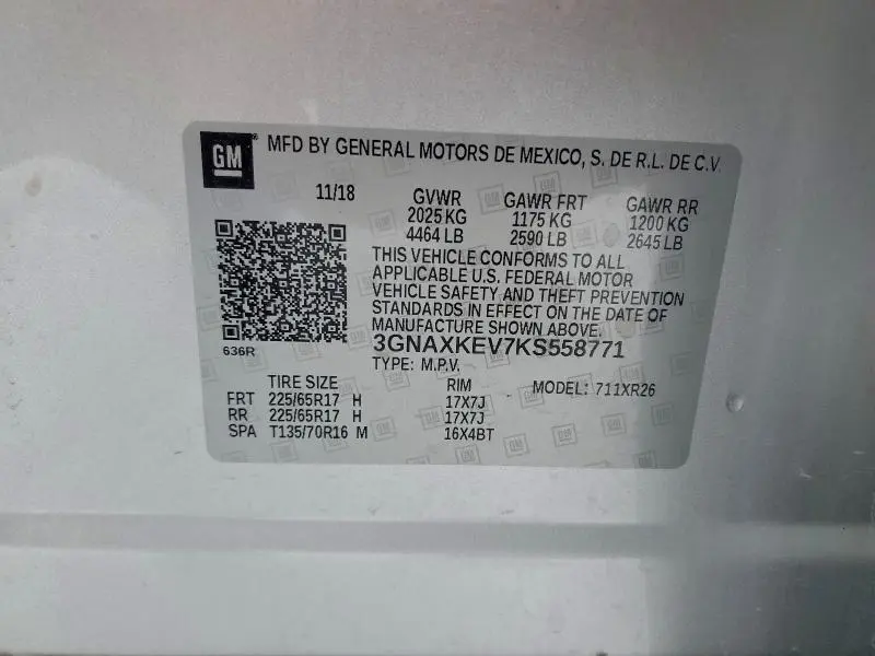 2019 CHEVROLET EQUINOX LT  