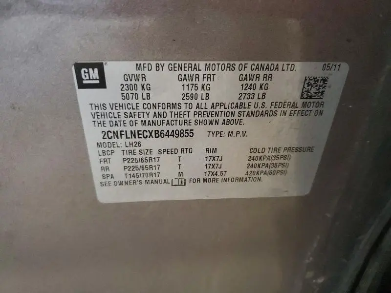 2011 CHEVROLET EQUINOX LT  