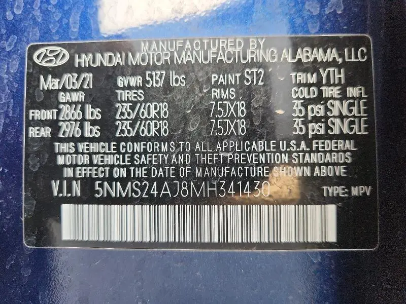 2021 HYUNDAI SANTA FE SEL  