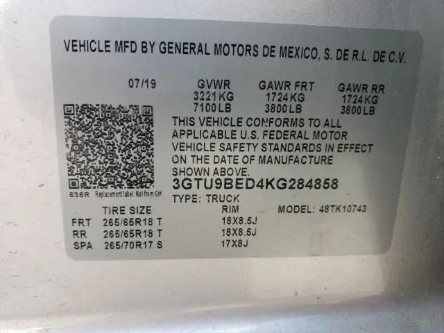 2019 GMC SIERRA K1500 SLE  