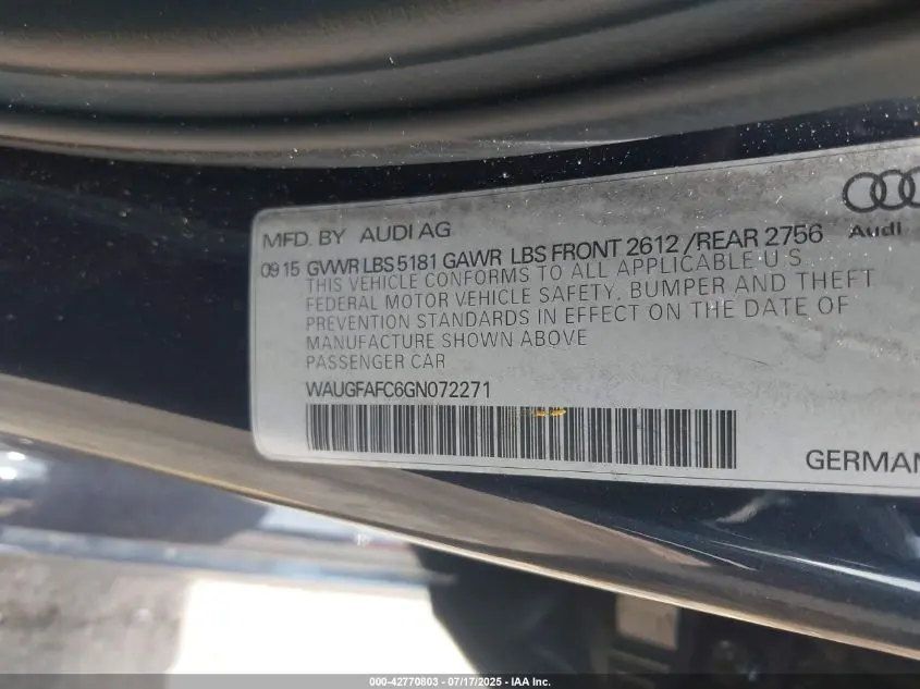 2016 AUDI A6 2.0T PREMIUM PLUS
