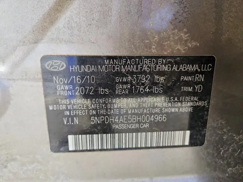 2011 HYUNDAI ELANTRA LIMITED  