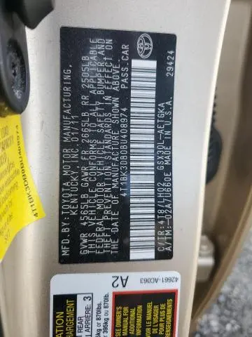 2011 TOYOTA AVALON BASE  