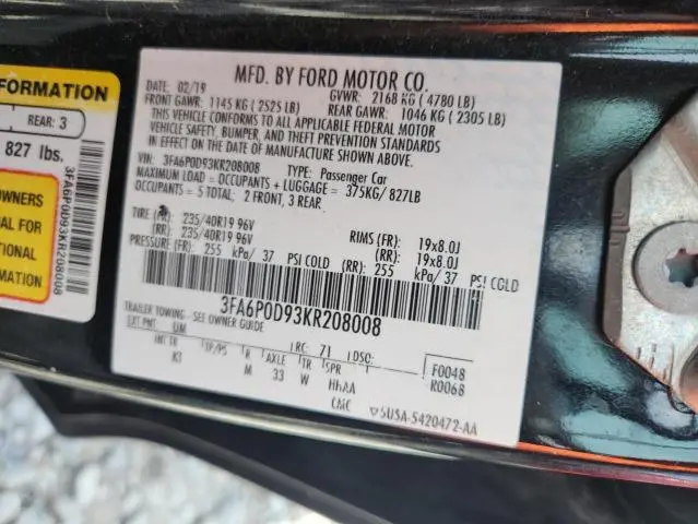 2019 FORD FUSION TITANIUM  