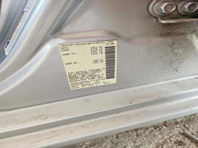 2019 NISSAN ALTIMA SV  