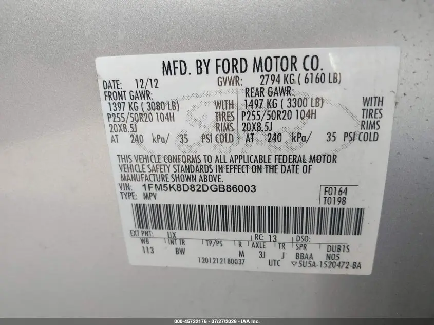2013 FORD EXPLORER XLT