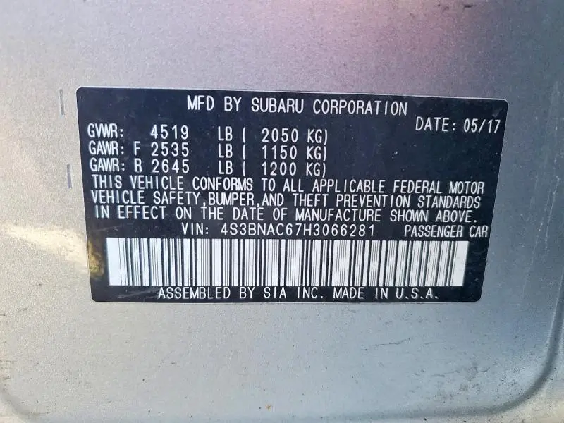 2017 SUBARU LEGACY 2.5I PREMIUM  