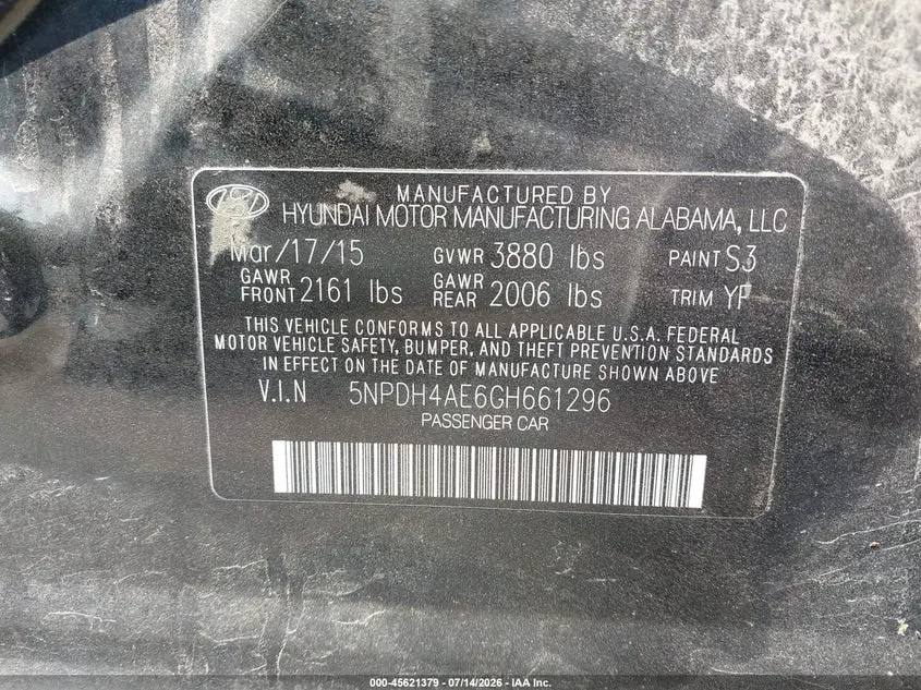 2016 HYUNDAI ELANTRA SE