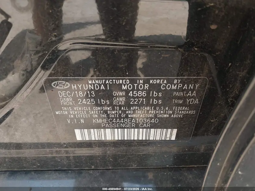 2014 HYUNDAI SONATA HYBRID LIMITED