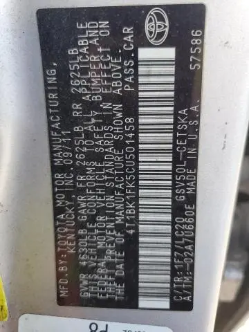 2012 TOYOTA CAMRY SE  