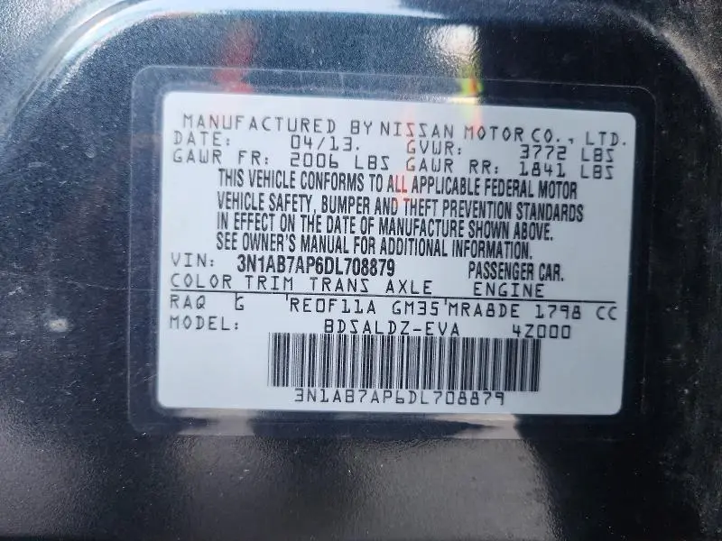 2013 NISSAN SENTRA S  