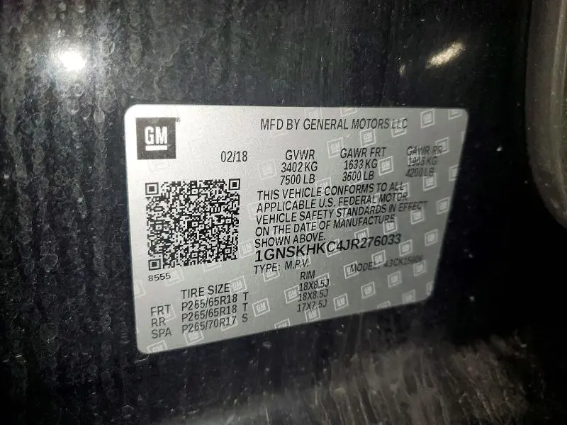 2018 CHEVROLET SUBURBAN K1500 LT  