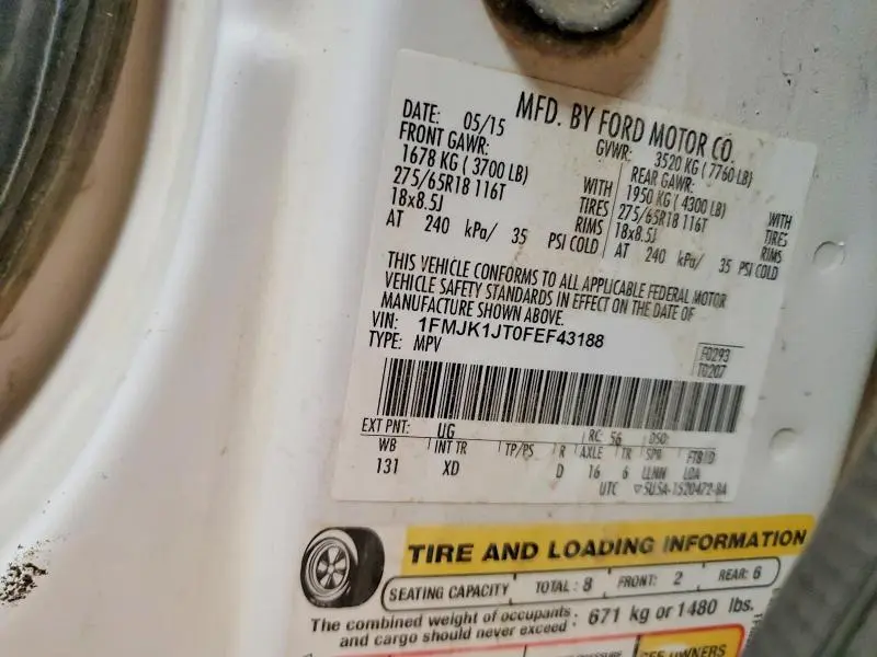 2015 FORD EXPEDITION EL XLT  