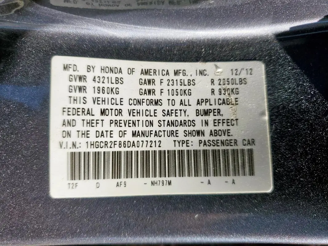 2013 HONDA ACCORD EXL  