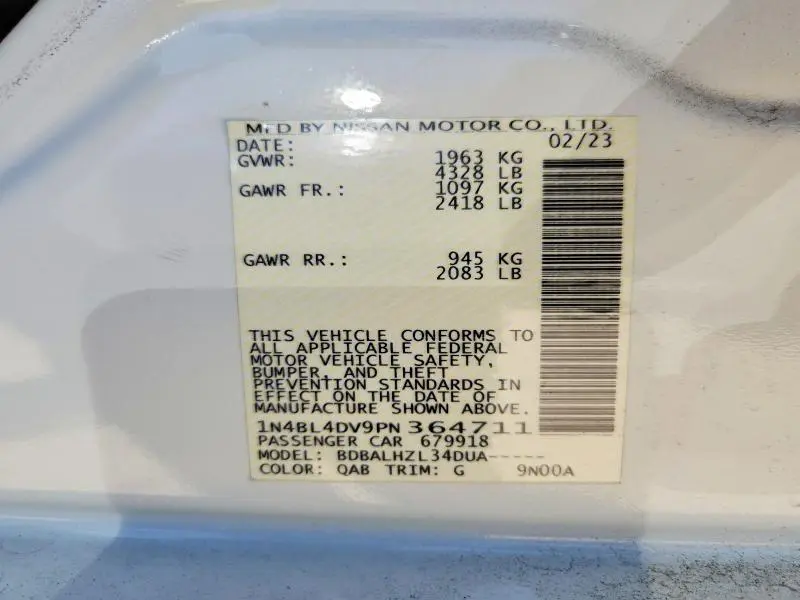 2023 NISSAN ALTIMA SV  