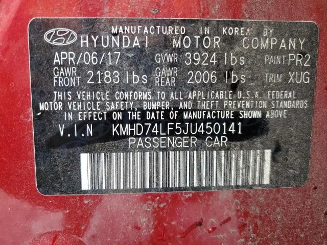 2018 HYUNDAI ELANTRA SE