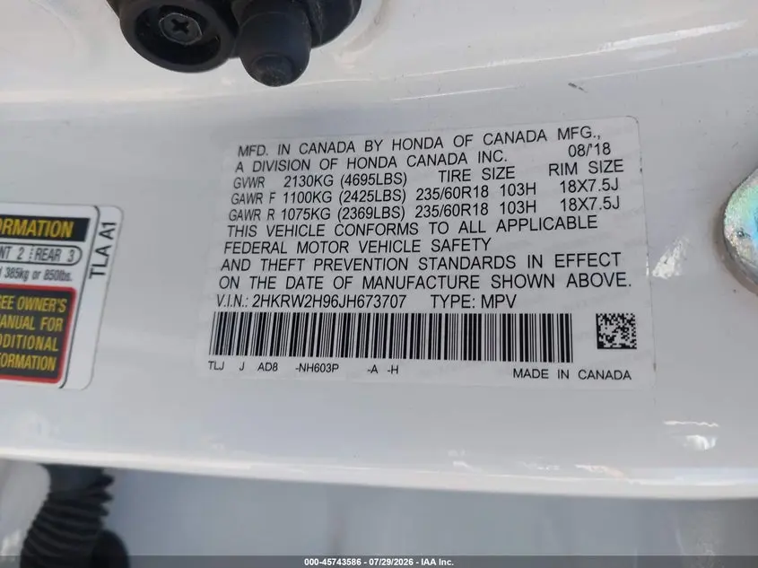 2018 HONDA CR-V TOURING
