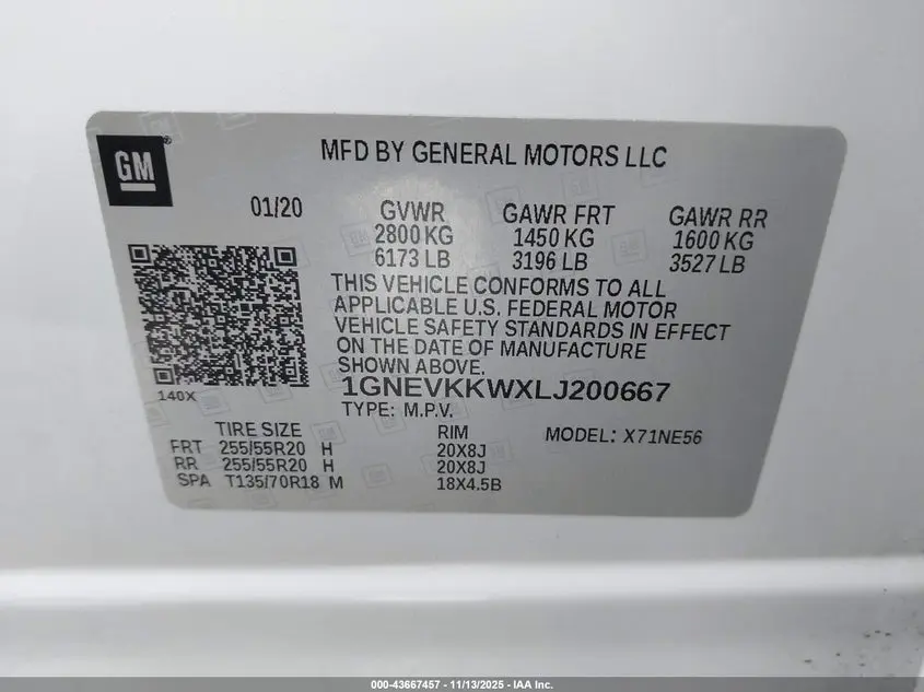 2020 CHEVROLET TRAVERSE AWD PREMIER