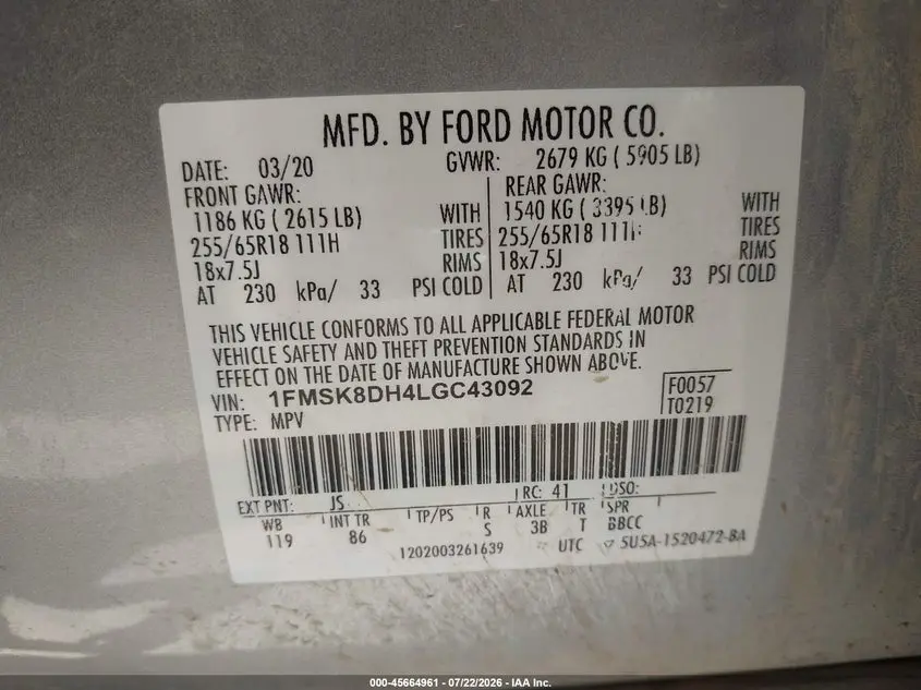 2020 FORD EXPLORER XLT