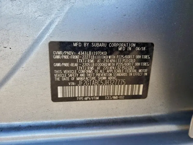 2018 SUBARU CROSSTREK PREMIUM  