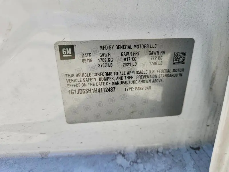 2017 CHEVROLET SONIC LT  