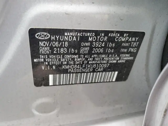 2019 HYUNDAI ELANTRA SEL  