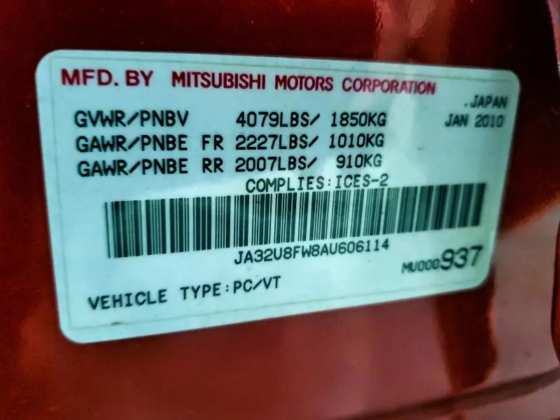 2010 MITSUBISHI LANCER GTS  