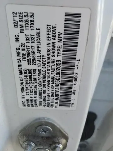 2012 HONDA CROSSTOUR EXL  