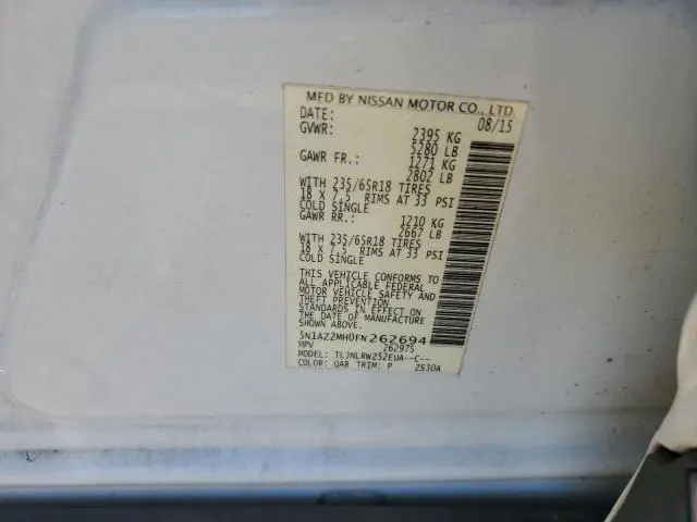 2015 NISSAN MURANO S  