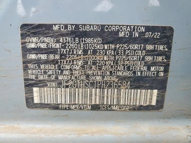 2023 SUBARU CROSSTREK SPORT  