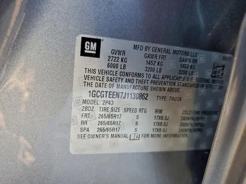 2018 CHEVROLET COLORADO ZR2  