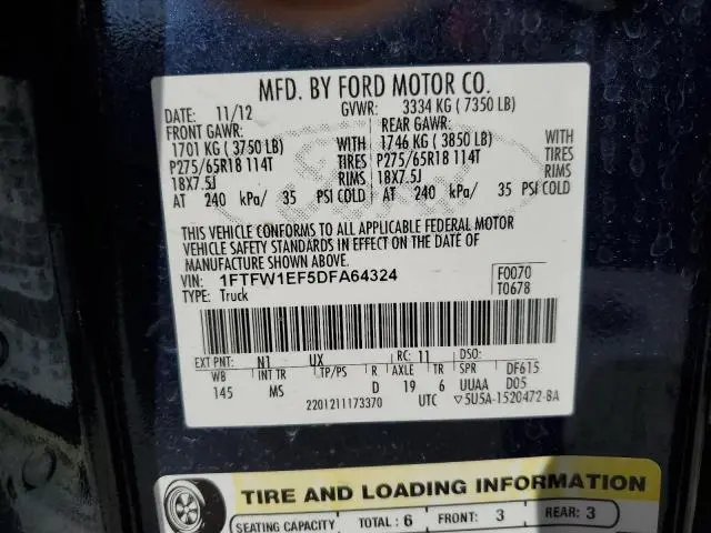 2013 FORD F150 SUPERCREW  