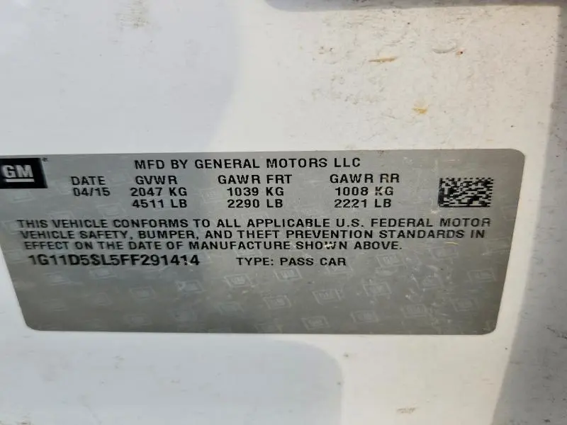 2015 CHEVROLET MALIBU 2LT  