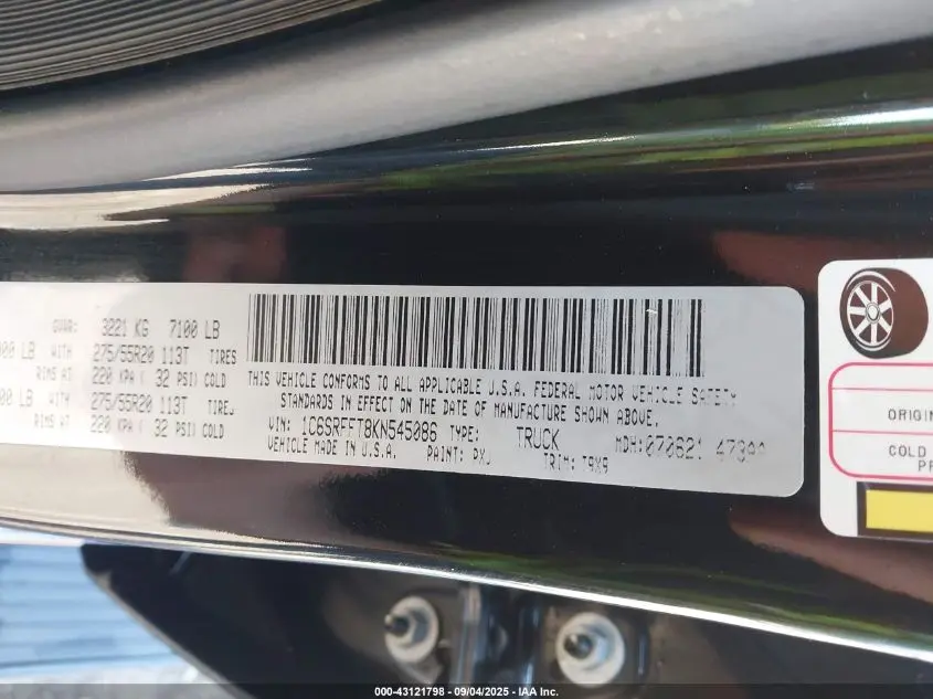 2019 RAM 1500 BIG HORN/LONE STAR  4X4 5'7 BOX