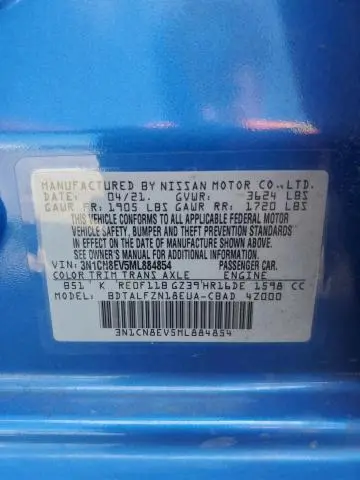 2021 NISSAN VERSA SV  